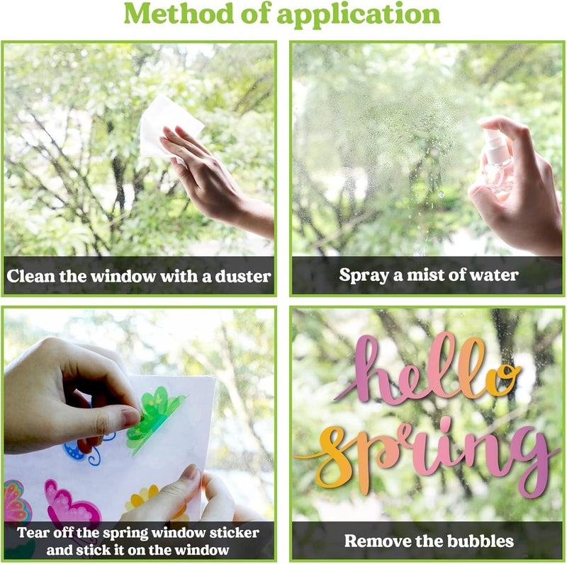 Tevxj 118 Pieces Hello Spring Window Clings Stickers Spring Grow Flower Butterfly Window Decals for School Home Kids Spring Birthday Party Supplies Baby Shower Anti-Collision Decoration - Image 4